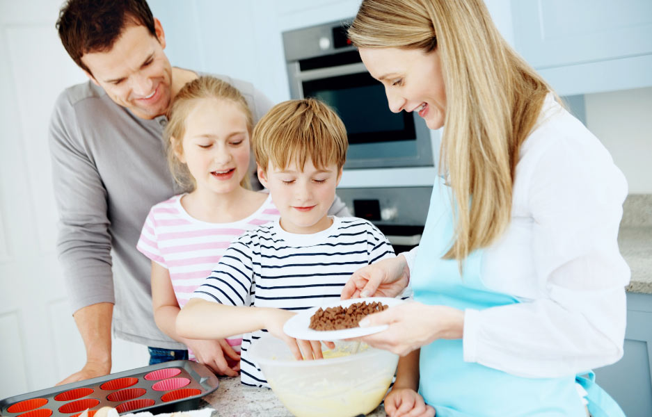 a family baking